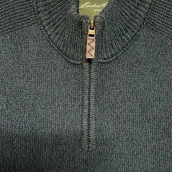 Eddie Bauer size large navy long sleeve quarter zip mock neck sweater - Picture 2 of 8